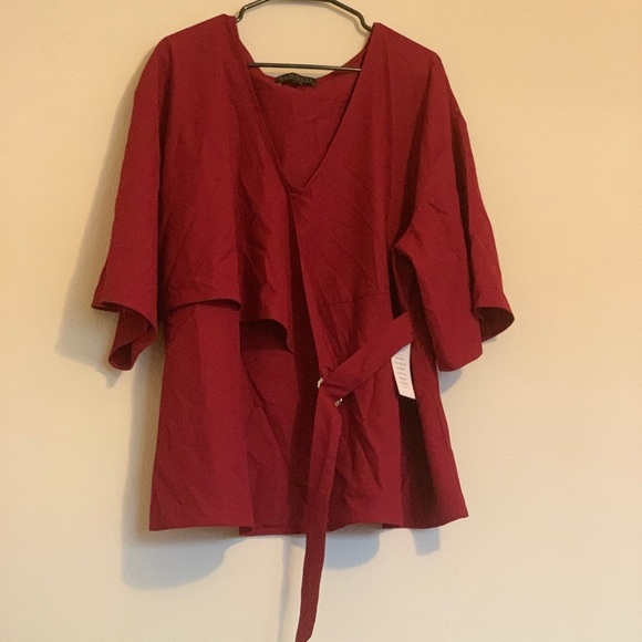 Eloquii tunic style blouse. Burgundy.Size 24 NWT - Picture 3 of 10